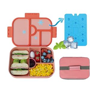 Lunch Box Kids，Bento Box Adult Lunch Box Kid, Ponydash Lunch Containers for Kids with Ice Pack / 5 Compartments / Insulated Soft-Sided Lunchbag- Keeping Cool for 4-5 Hours, for Kids / Adult / Men