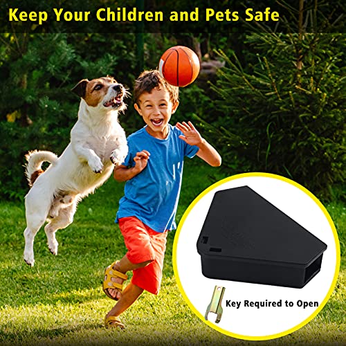 Mouse Station with Keys Black 6 Pack, Key Required Mouse Stations, Mice Stations, Keeps Children and Pets Safe Indoor & Outdoor