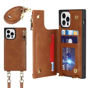 Ｈａｖａｙａ crossbody wallet for iphone 13 pro max case with strap iphone 13 pro max case with card holder-brown