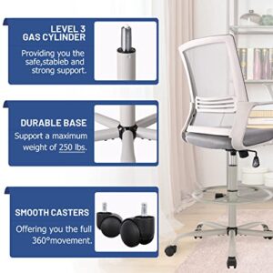 ZUNMOS Drafting Tall, Counter Office, High Standing, Ergonomic Mesh Computer Task Chair with Armrests and Adjustable Foot-Ring for Bar Height Desk, Grey