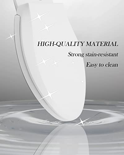 Toilet Seat Elongated, Toilet Cover, Quiet and Soft Close, Easy to Install and Remove, Ergonomic Design,Polypropylene(Plastic), White, for Elongated Oval Toilets (Long Hinge Frame)