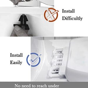 Toilet Seat Elongated, Toilet Cover, Quiet and Soft Close, Easy to Install and Remove, Ergonomic Design,Polypropylene(Plastic), White, for Elongated Oval Toilets (Long Hinge Frame)