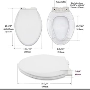 Toilet Seat Elongated, Toilet Cover, Quiet and Soft Close, Easy to Install and Remove, Ergonomic Design,Polypropylene(Plastic), White, for Elongated Oval Toilets (Long Hinge Frame)