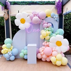 139 pack daisy balloon garland arch kit, diy groovy daisy flower pastel balloons garland for baby shower wedding birthday party decorations backdrop photography props