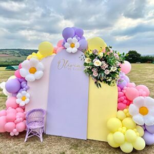 139 Pack Daisy Balloon Garland Arch Kit, DIY Groovy Daisy Flower Pastel Balloons Garland for Baby Shower Wedding Birthday Party Decorations Backdrop Photography Props