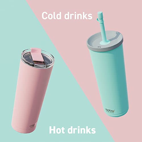 asobu Ocean Stainless Steel Tumbler with Flexible Straw Lid | Insulated Water Bottle for Ice Coffee, Cold Brew | Flip Open Lid for Hot Tea and Coffee | Reusable Travel Cup 27 Ounce (Blue)