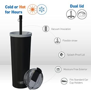 asobu Ocean Stainless Steel Tumbler with Flexible Straw Lid | Insulated Water Bottle for Ice Coffee, Cold Brew | Flip Open Lid for Hot Tea and Coffee | Reusable Travel Cup 27 Ounce (Blue)