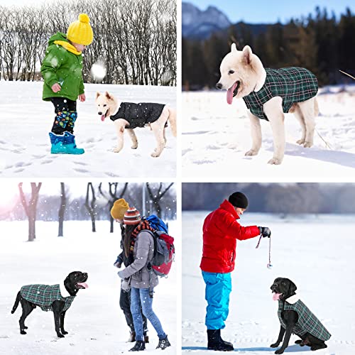 Kastty Dog Coat, Reversible Extra Warm Dog Clothes, Waterproof Stylish & Cosy Dog Jacket, British Style Plaid+ Simple Versatile 2 Style Dog Winter Coat, Great for Dog Gift or Daily Wear, M