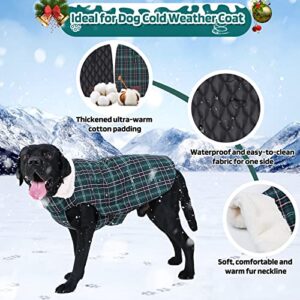 Kastty Dog Coat, Reversible Extra Warm Dog Clothes, Waterproof Stylish & Cosy Dog Jacket, British Style Plaid+ Simple Versatile 2 Style Dog Winter Coat, Great for Dog Gift or Daily Wear, M