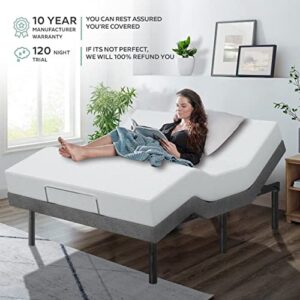 Renanim Adjustable Bed Frame with 12" Mattress Included Electric Massage - USB, Under Bed Light, Luxury Cooling Gel Memory Foam Mattress, App Control, Zero Gravity, Head and Foot Incline Base Twin XL