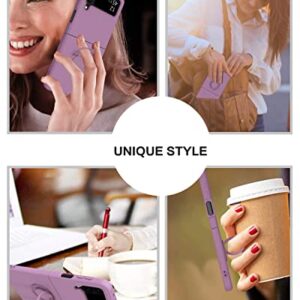 BENTOBEN Galaxy Z Flip 4 5G Case, Slim Silicone Kickstand, Shockproof Protective Bumper for Women, 6.7 inch, Purple