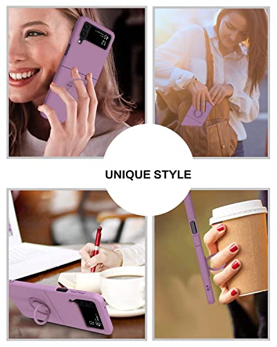BENTOBEN Galaxy Z Flip 4 5G Case, Slim Silicone Kickstand, Shockproof Protective Bumper for Women, 6.7 inch, Purple