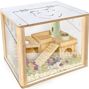 Chngeary Hamster Cage with Transparent Walls, Small Animal Cage Can Observe Pets in Time, Hamster Landscaping House for All Hamsters, Rats, and Other Small Animals of Similar Size