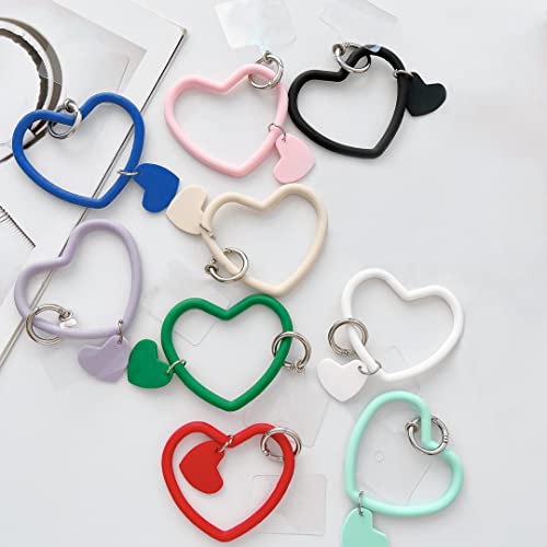 Naiadiy Silicone Heart Loop Phone Lanyard, Cell Phone Hand Wrist Lanyard Strap with Key Chain Holder, Universal for Phone Case Anchor Fit All Smartphones-Blue