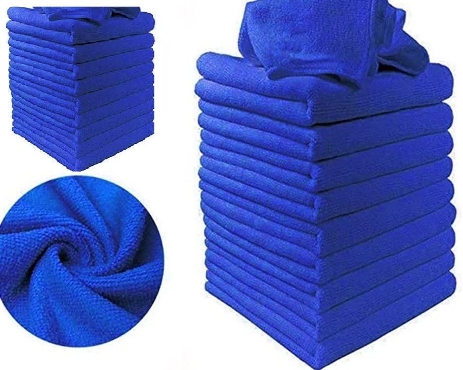 Professional Grade Premium Microfiber Towel 10-Pack (9.84 in. x 9.84 in) (Blue)