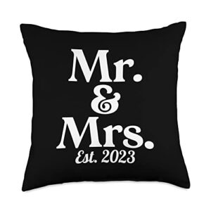 wedding gifts for couples unique 2023 mrs est. 2023 accessories home cushion couples wedding throw pillow, 18x18, multicolor