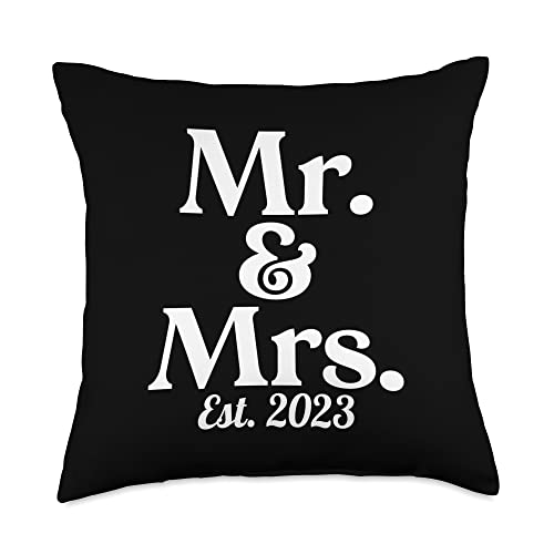 Wedding Gifts For Couples Unique 2023 Mrs Est. 2023 Accessories Home Cushion Couples Wedding Throw Pillow, 18x18, Multicolor