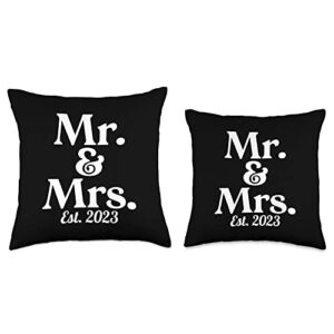 Wedding Gifts For Couples Unique 2023 Mrs Est. 2023 Accessories Home Cushion Couples Wedding Throw Pillow, 18x18, Multicolor