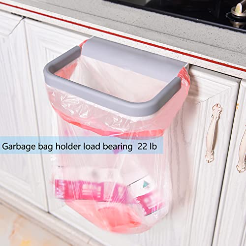 AYOUSENFAN Hanging Trash Bag Holder RV Trash Can, Portable Over The Cabinet Plastic Trash Bag Holder, for Kitchen Camping Dorm Room Bathroom Office Over The Door Plastic Bag Holder (Off-White