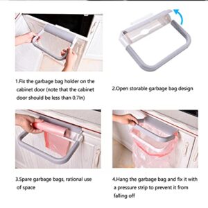 AYOUSENFAN Hanging Trash Bag Holder RV Trash Can, Portable Over The Cabinet Plastic Trash Bag Holder, for Kitchen Camping Dorm Room Bathroom Office Over The Door Plastic Bag Holder (Off-White