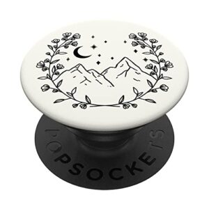 floral white - boho chic floral moon mountain popsockets swappable popgrip