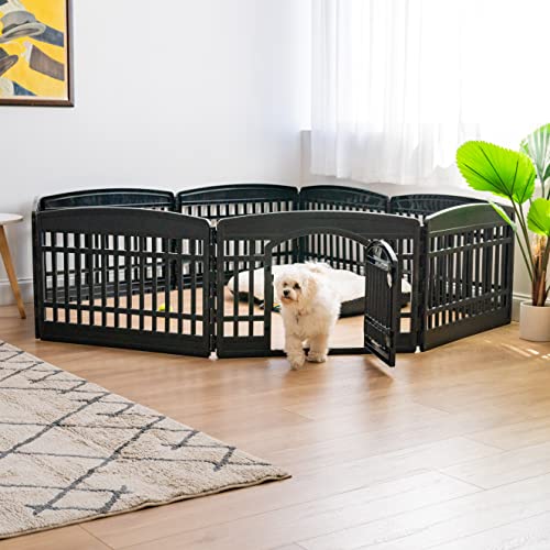 IRIS USA 24-inch Dog Playpen - Pet Exercise Pen with Door - 4 to 8 Panel Sizes, Black