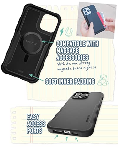 Smartish iPhone 14 Pro Max Protective Case - Gripzilla Compatible with MagSafe [Rugged + Tough] Heavy Duty Armored Slim Cover with Drop Protection - Black Tie Affair