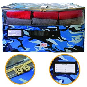 professional heavy duty extra large storage bag, moving bag, for traveling, moving and clothes, oxford material !!! [100l] 3 sides handles, carry up to 66lb - 30kg, with name holder, waterproof, anti lint, clothes organization (camo - 1 pack)