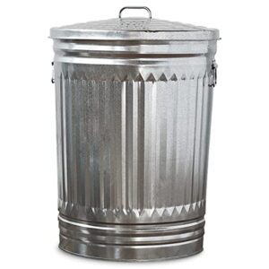 UTY 20 Gallon Galvanized Steel Trash Can with Lid, Silver, 17.5 inch*17.5 inch*23.5 inch