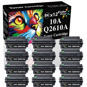 12-pack colorprint compatible 10a 2610a toner cartridge replacement for hp q2610a q2610 used for laser jet 2300n 2300d 2300 2300l 2300dn 2300dtn printers