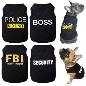 dog shirts 4 pack cat apparel costumes for cosplay，breathable pet t-shirts，summer clothes k9 security boss fbi vest for dogs puppy boy girl (l, black)