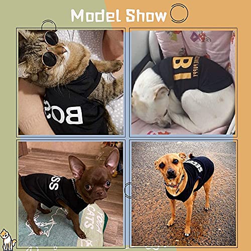 Dog Shirts 4 Pack Cat Apparel Costumes for Cosplay，Breathable Pet T-Shirts，Summer Clothes K9 Security Boss FBI Vest for Dogs Puppy Boy Girl (L, Black)