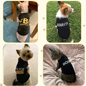 Dog Shirts 4 Pack Cat Apparel Costumes for Cosplay，Breathable Pet T-Shirts，Summer Clothes K9 Security Boss FBI Vest for Dogs Puppy Boy Girl (L, Black)