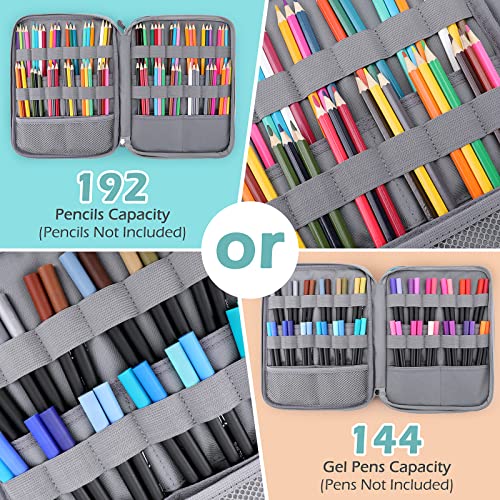 Pencil Case Holder Slot Holds 192 Colored Pencils or 144 Gel Pens with Zipper Closure, Colored Pencil Case for Watercolor Pens or Markers (Fox)