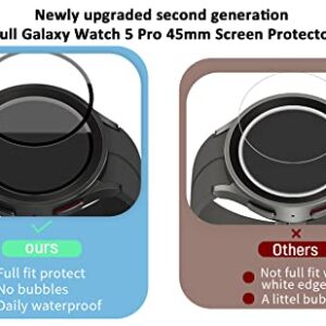 [4 Pack] Updated SPGUARD Full Protective Screen Protector for Galaxy Watch 5 Pro 45mm,Tempered Glass Film All Around Coverage Cover ONLY Compatible With Samsung Galaxy Watch5 Pro 45mm (NOT for Other Models)