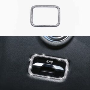 HAILWH Bling Rhinestones Applique Cover Accessories Fit for Mercedes Benz 2022 2023 C Class W206 Bling Accessories (Parking Button Frame)