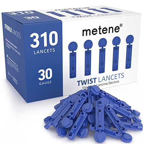 Metene Twist Top Lancets for Lancing Devices, 310 Count, 30 Gauge Sterile Lancets for Blood Sugar Test, Diabetic Lancets-Dark Blue