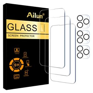 ailun 3 pack screen protector for iphone 14 pro[6.1 inch] + 3 pack camera lens protector,sensor protection,dynamic island compatible,case friendly tempered glass film,[9h hardness] - hd