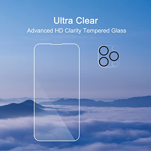 Ailun 3 Pack Screen Protector for iPhone 14 Pro[6.1 inch] + 3 Pack Camera Lens Protector,Sensor Protection,Dynamic Island Compatible,Case Friendly Tempered Glass Film,[9H Hardness] - HD