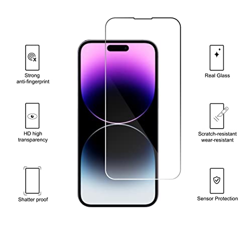 Ailun 3 Pack Screen Protector for iPhone 14 Pro[6.1 inch] + 3 Pack Camera Lens Protector,Sensor Protection,Dynamic Island Compatible,Case Friendly Tempered Glass Film,[9H Hardness] - HD