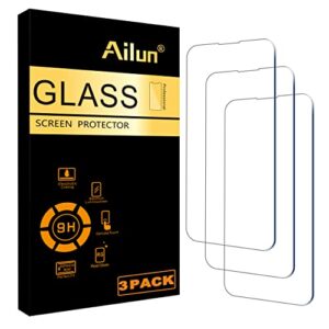 ailun glass screen protector for iphone 14 plus/14 pro max [6.7 inch] display 3 pack tempered glass, sensor protection, dynamic island compatible, case friendly