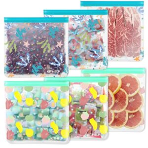 reusable gallon bags 6 pack extra large reusable freezer bags bpa free leakproof plastic bags reusable food storage bags silicone kids snack bags reusable ziplock bags for meal prep, travel items