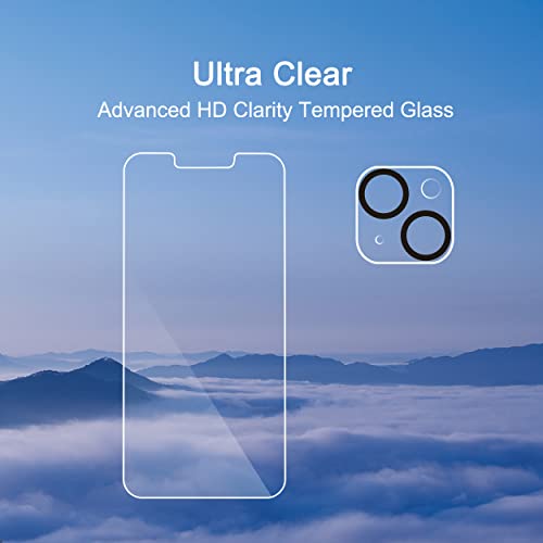 Ailun 3 Pack Screen Protector for iPhone 14 Plus[6.7 inch] + 3 Pack Camera Lens Protector,Case Friendly Tempered Glass Film,[9H Hardness] - HD