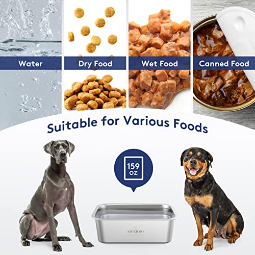 AIPERRO Stainless Steel Dog Bowls for Large Dogs, Large Capacity Metal Dog Water Food Bowl, Indoor and Outdoor Universal Pet Bowl