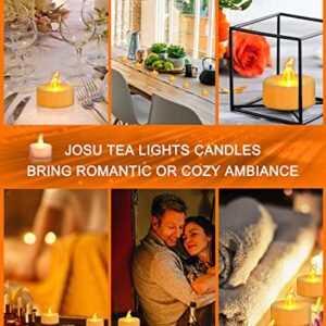 JOSU LED Tea Lights Candles [24 Pack] Flameless Candles, Realistic Battery Operated Candles, Flickering Bright Tealights with Warm Yellow Light for Party, Wedding, Valentine's Day