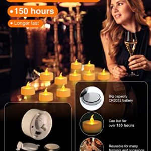 JOSU LED Tea Lights Candles [24 Pack] Flameless Candles, Realistic Battery Operated Candles, Flickering Bright Tealights with Warm Yellow Light for Party, Wedding, Valentine's Day