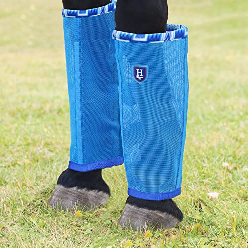 CareMaster Fine Mesh Fly Boots Loose Fitting & Non-Slip Horse Fly Leggings Fleece Air Flow (Set of 4) Cool Blue Medium