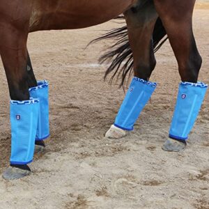 CareMaster Fine Mesh Fly Boots Loose Fitting & Non-Slip Horse Fly Leggings Fleece Air Flow (Set of 4) Cool Blue Medium