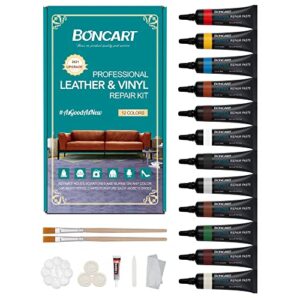 boncart vinyl and leather repair kit for furniture/sofa/purse/car seat/couch - scuffs, scratches, restore any material, bonded, italian, leather, genuine leather
