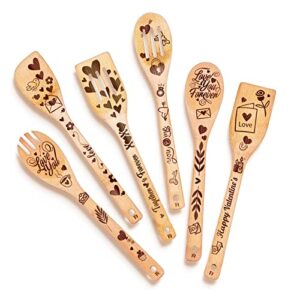 riveira 6-piece wooden spoons for cooking, unique valentines day gifts for her, valentines day gifts for mom, valentines day gifts for girlfriend, valentines day kitchen decor - valentines decorations